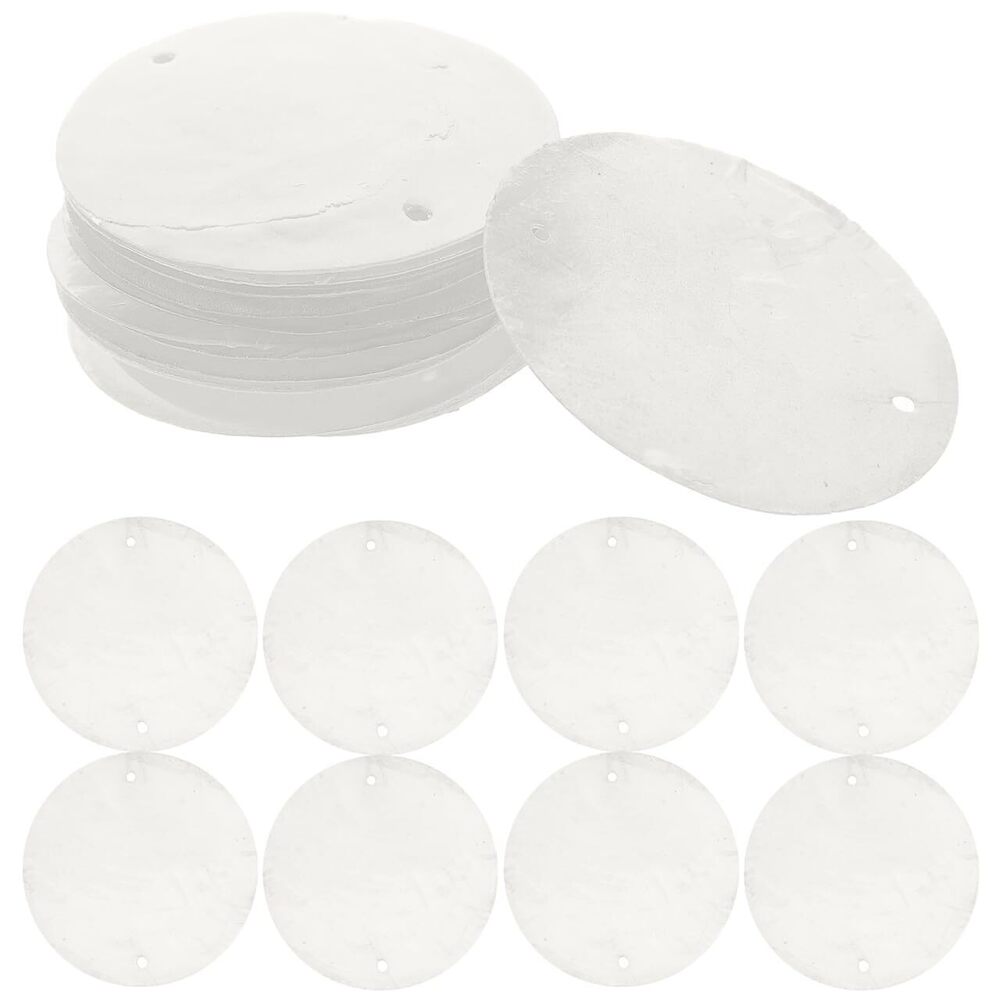 5634 100pcs Round Shells Pieces Round Natural Capiz with 2 Hole, Polished